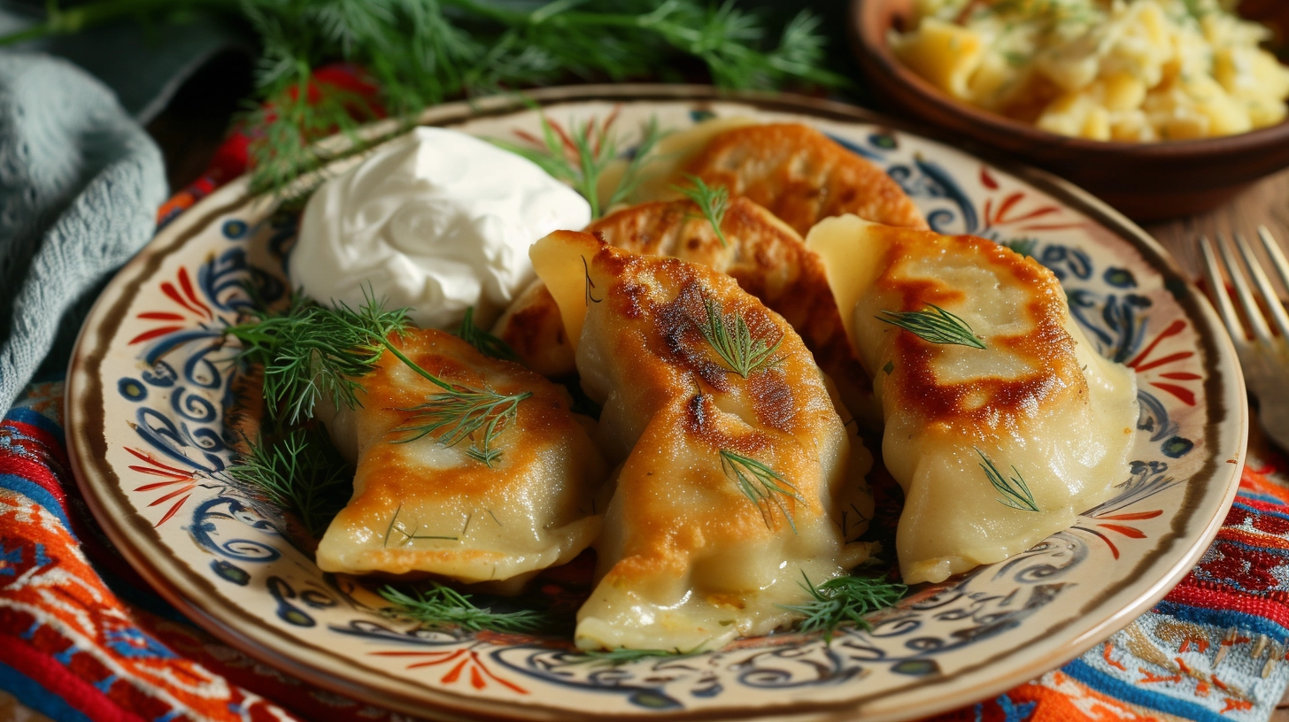 Freshly baked empanadas on a cooling rack, their golden-brown crusts perfectly flaky, with steam rising, hinting at the savory fillings hidden inside, ready to be served.