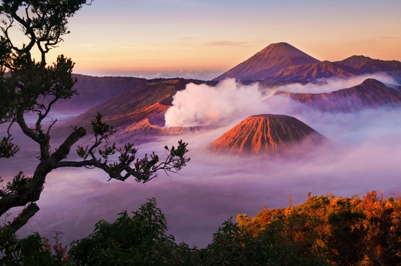 Tenggerese people in traditional attire, adding cultural charm to the enchanting atmosphere of Mount Bromo.