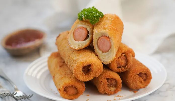 Roti Tawar Gulung Sosis